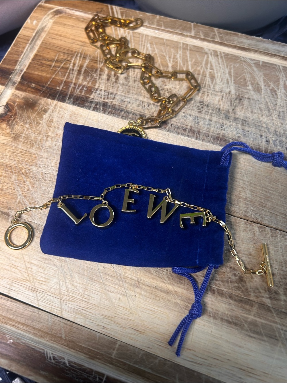 Loewe Gold Letter-Link Toggle Charm Bracelet